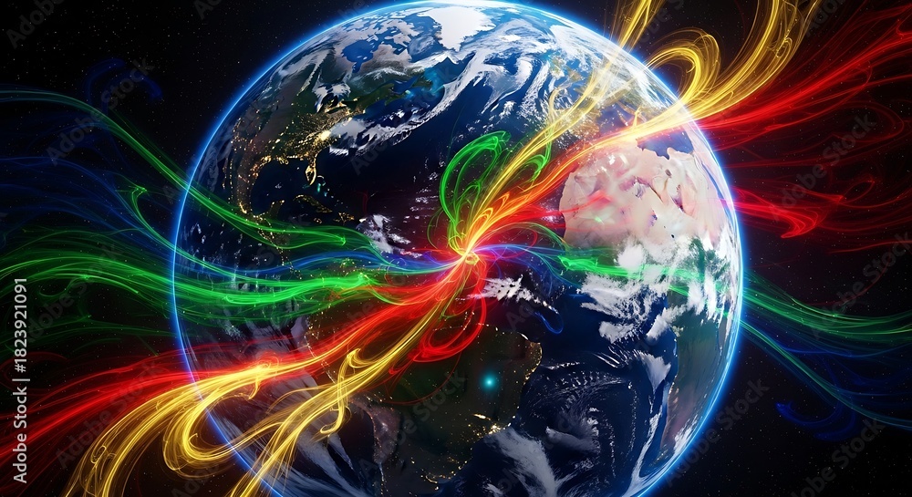 Obraz premium Global Connectivity - A World Interconnected by Technology and Communication.