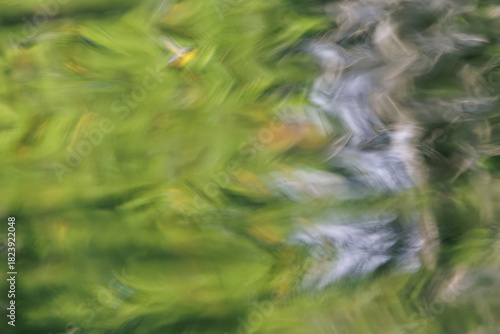 abstract blur and defocused, background of green water ripple in nature park or forest