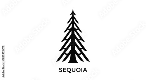 Minimalist Sequoia Tree Logo Black and White