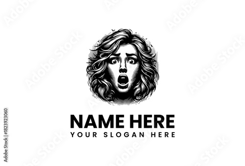 Shocked Face Vector Logo Illustration - Scream Surprise Expression Art