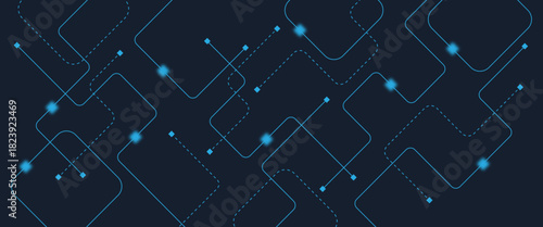 Abstract digital AI circuit board background with tech icons. Digital technology motherboard texture design. Engineering circuit board concept for poster, header, banner, website, presentation