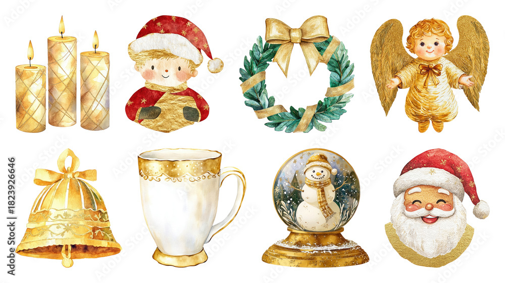 Fototapeta premium PNG Charming festive Christmas illustrations collection, element set on transparent background