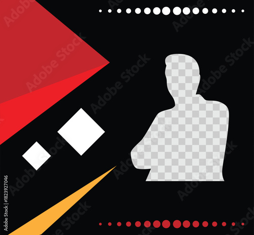 Business Announcement or Card Template Abstract Man Figure. Graphic design elements and resources for work and advertisement vector art