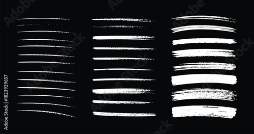 Brush stroke icon set, black textured paint marks, artistic line variation, dry and wet stroke illustration, graphic elements