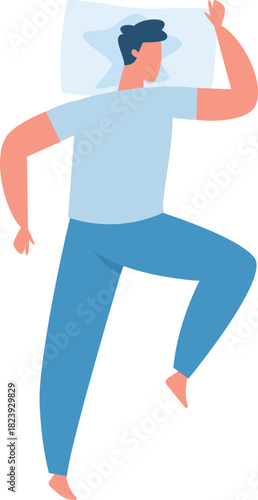 Man sleeping on side position in bed