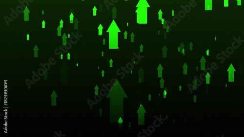 green arrow going up for deflation, market bullish or finance profit, economic growth