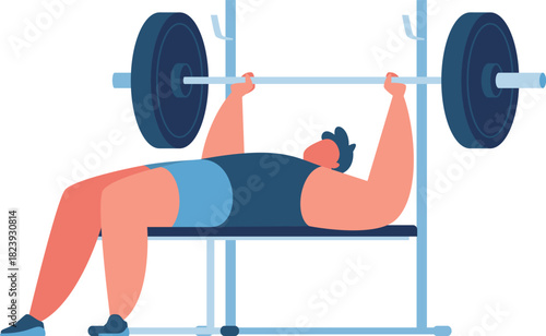 Person doing bench press exercise lifting barbell