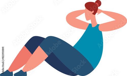 Woman exercising doing a sit up for abdominal workout