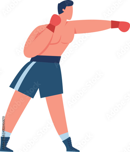 Male boxer throwing a punch action