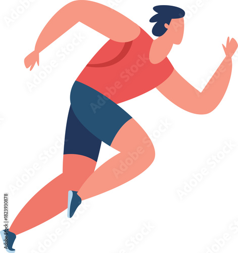 Male athlete running fast for fitness training