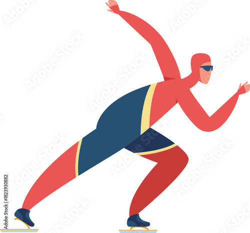 Speed skater racing on ice performing sport