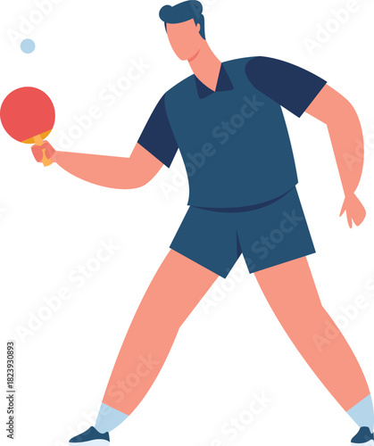 Man playing table tennis hitting the ball