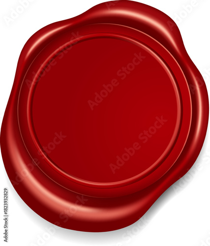 Red circular wax seal for official certificates