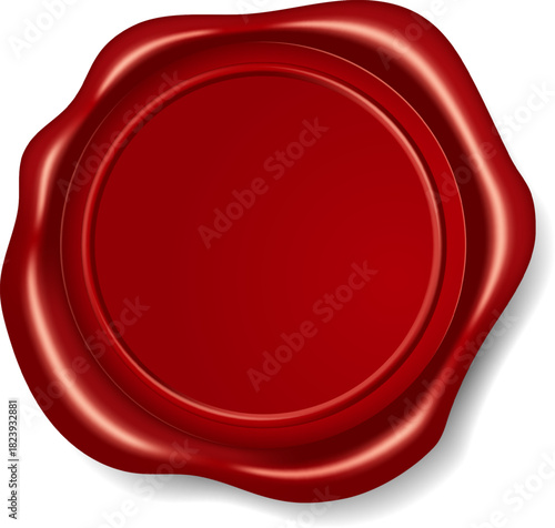 Blank red wax seal for official certificate