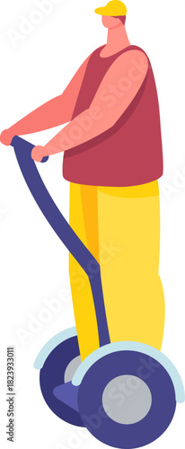 Man riding personal transporter for urban mobility