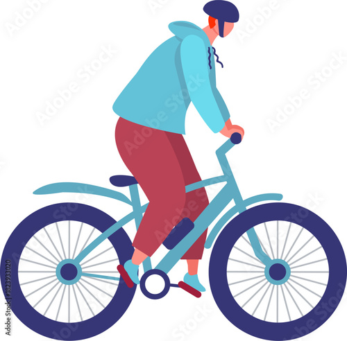 Person riding bicycle wearing helmet and hoodie