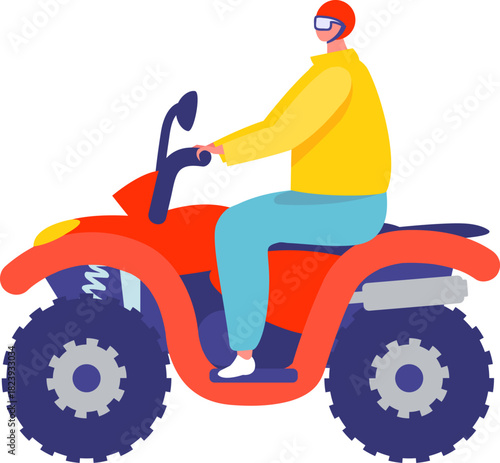 Man riding quad bike for off road adventure