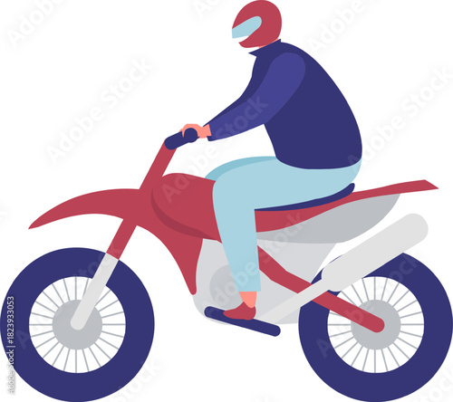 Motocross driver riding motorcycle for extreme sport