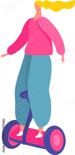 Woman riding personal electric transporter for urban mobility