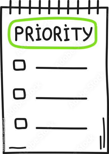 Priority to do list on a notebook page