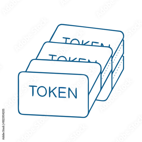 A token icon, represented by three thin rectangles located one after another, for blockchain technology developers and cryptocurrency marketers in fintech applications