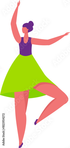 Female dancer performing ballet on white background