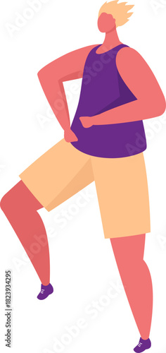 Man character actively moving performing exercise or dance
