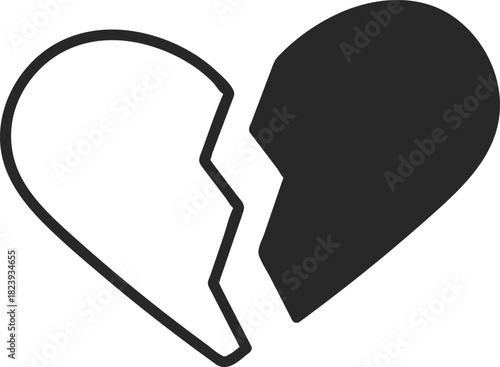 Broken heart symbol representing love, loss, and pain