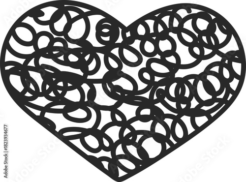 Scribble heart shape representing complex emotional state