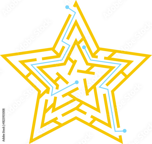 Star shaped maze concept finding solution path