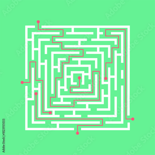 Finding solution path in complex maze solving concept