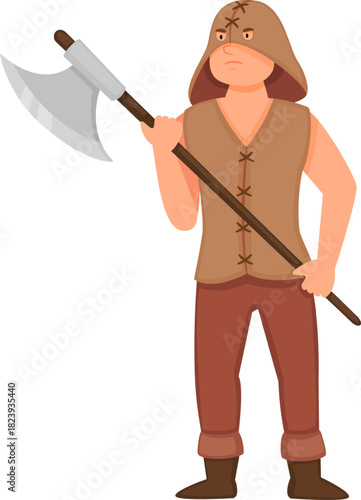 Executioner character holding large axe standing ready