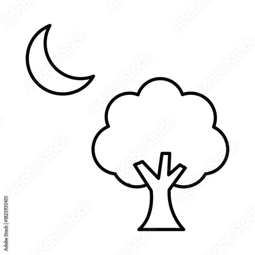 Night Tree Vector icon which can easily modify or edit