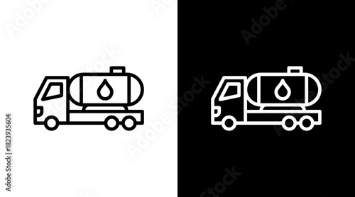 Fuel Truck  White Icon Set Design