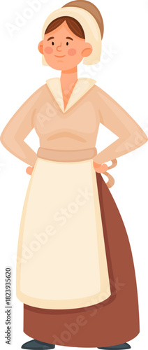 Pilgrim woman standing with hands on hips