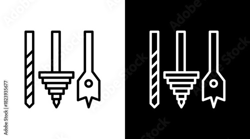 Drill Bit  White Icon Set Design