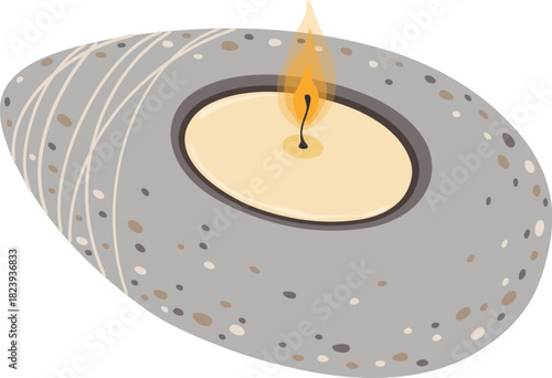 Lit candle providing zen relaxation and wellness