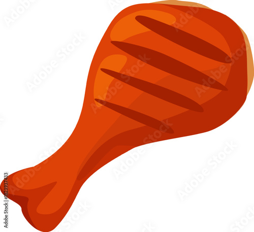 Cooked chicken drumstick with grill marks illustration
