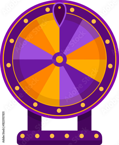 Spinning wheel of fortune indicating probability and choice