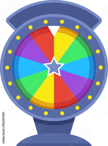 Colorful spin wheel indicating winning segment