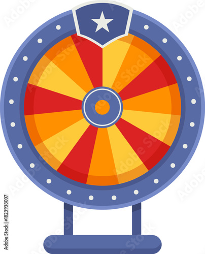 Spinning wheel representing luck, fortune, and winning prize