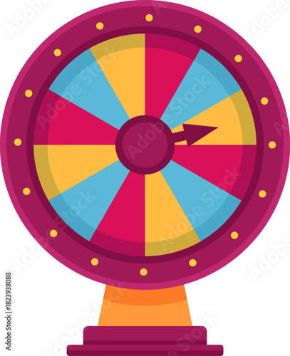 Colorful spinning wheel representing chance and prize
