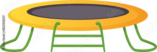 Yellow round trampoline for children playing and jumping