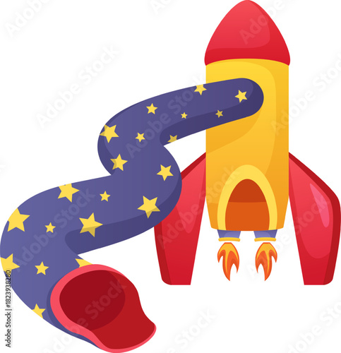 Rocket launching with starry cosmic space tunnel