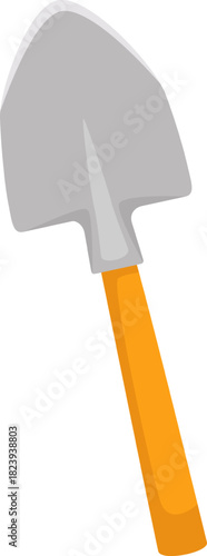 Hand trowel cultivating soil in garden work concept