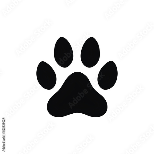 Dog paw print silhouette, transparent background, vector icon style, clean minimal, isolated object