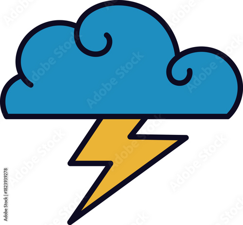 Storm cloud dropping lightning bolt weather forecast icon