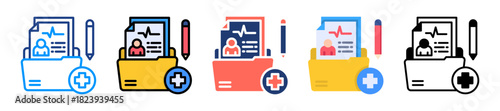 Medical File Icon Sheet Multiple Style Collection 