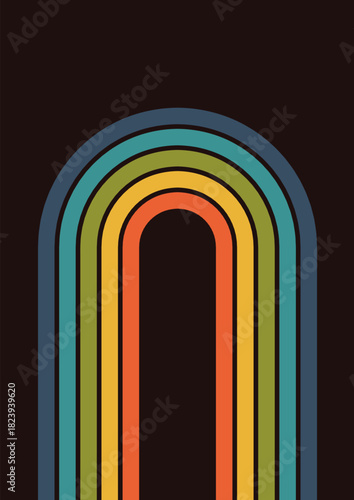 Colorful retro arch creating striped geometric background