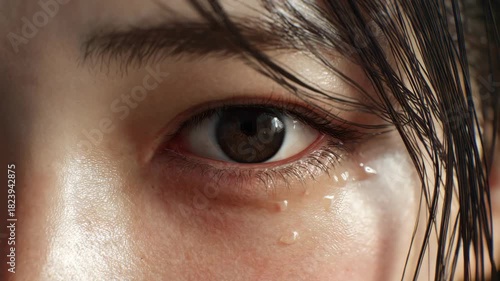 Close-up of tearful eyes【4K】